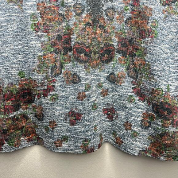 Vintage Cactus Y2K Rhinestone Embellished Top L Floral Western 3/4 Sleeve Boho - Picture 4 of 10